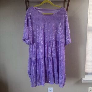sparkly purple mini t shirt dress